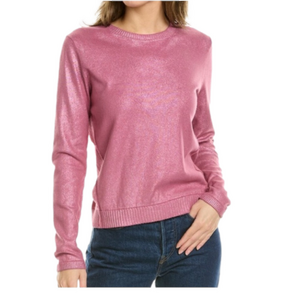 ATM Anthony Thomas Melillo womens Foil Cashmere-Blend Sweater Pink Medium Shiny